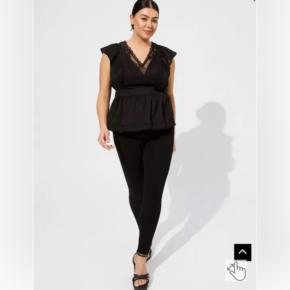 Torrid Crinkle Chiffon Peplum Lace Ruffle Sleeve Top